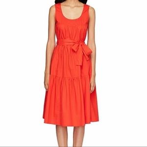 Roller Rabbit Coley Cotton Poplin Tiered Midi Dress in Scarlet Red XS